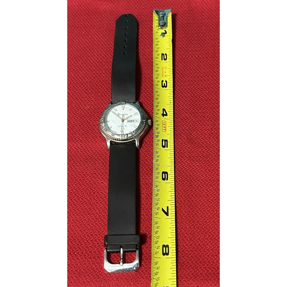 Bulova Marine Star Two-Tone Diver Day-Date White Dial Mens Watch READ